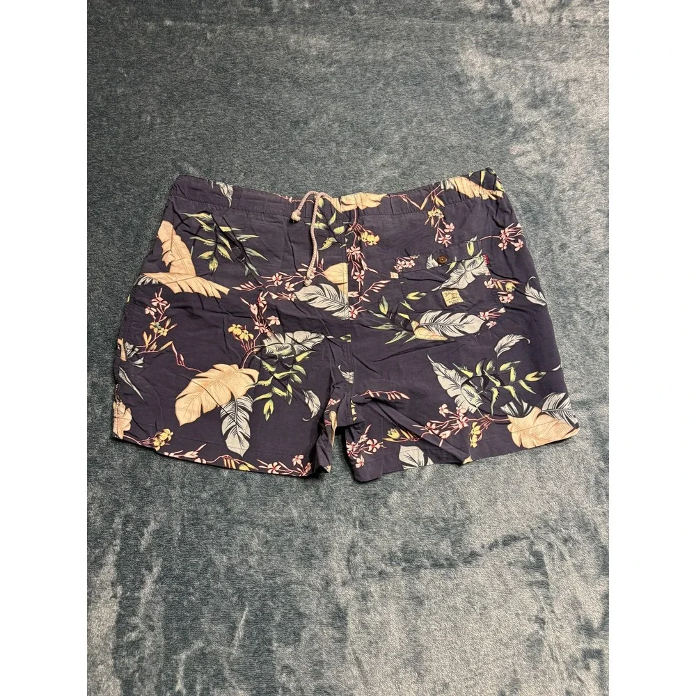Tommy Bahama Men XL Navy Blue Floral Tropical Nylon Swim Trunks Shorts